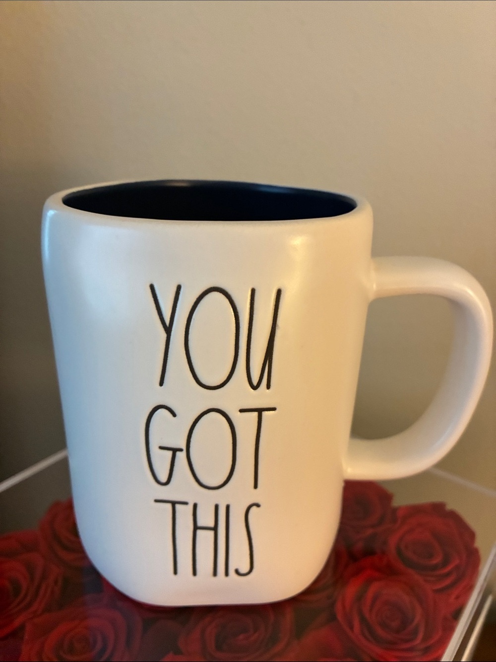 Rae Dunn White Mug with Navy Blue Interior - YOU GOT THIS - Brand New